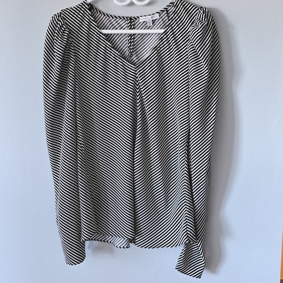 NWOT Black and White Striped Blouse - Picture 1 of 9